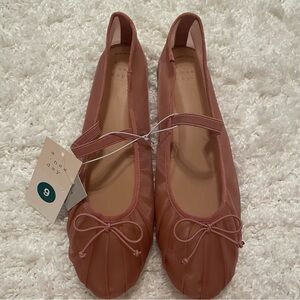 Women’s A New Day Rosa Mesh Bow Mary Jane Flats Size 9 in Pink NWT